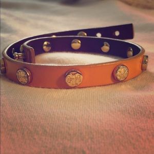 Tory Burch wrap leather bracelet mustard yellow